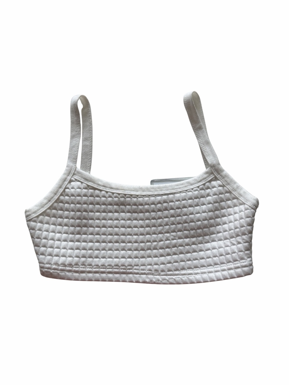 White Quilted Crop Bralette Top
